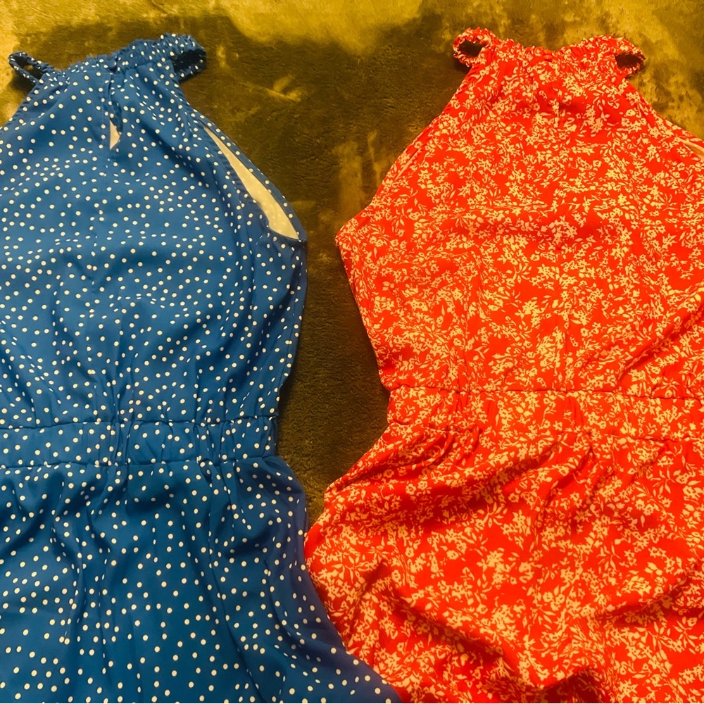 Blue Polka Dot and Red Floral Dresses bundle. Small. 2 for $25